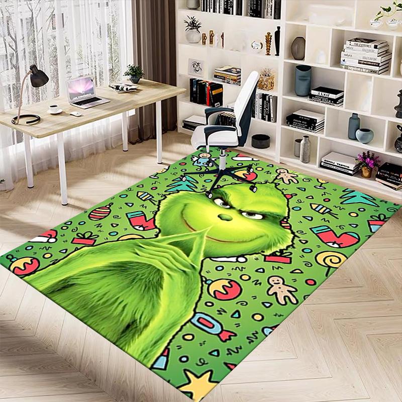 Grinch Christmas Holiday Festive Carpet For Playroom Bedroom Living Room Sofa Home Decor Kids Game Area Rug Nonslip Floor Mat