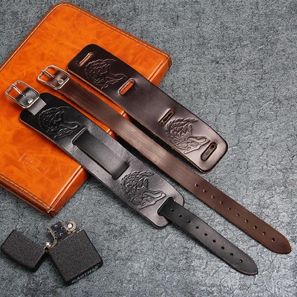 Vintage Leather Braided Bracelet for Mens Wolf Head Bracelets Classic Animal Motifs Jewelry On The Hand Accessories