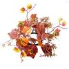 Fall Candle Ring 9.8Inch Maple Leaves Harvest Day Wreath Ring Holder Small Wreath Pillar Candle Holder Farmhouse Wreath Festival