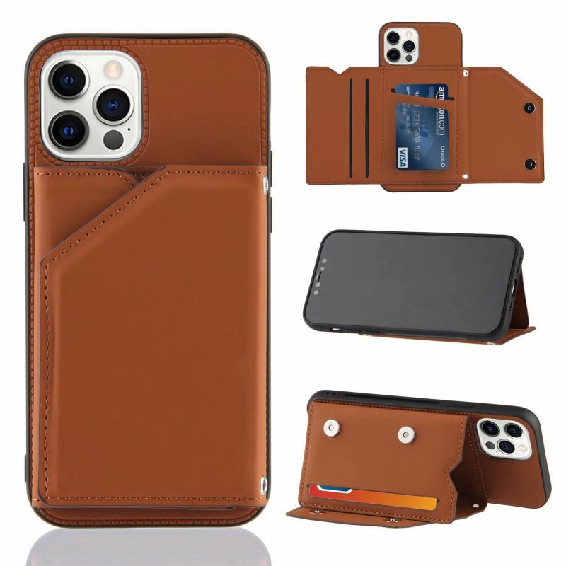 Slim PU Leather Phone Case With Card Slots Stand IPhone 14 Pro Max 13 Mini SE Shockproof Wallet Cover