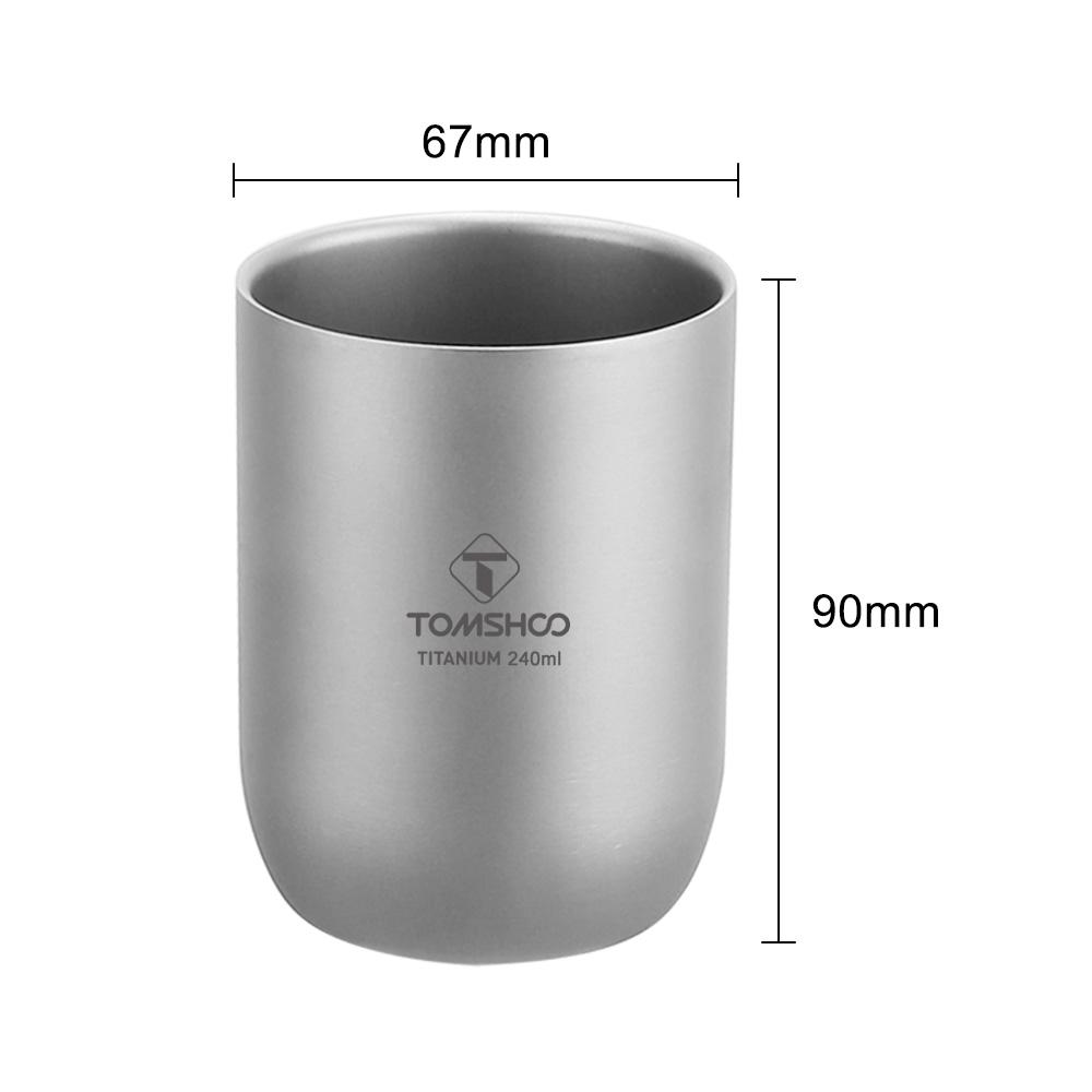 TOMSHOO Multifunctional Titanium Camping Cups Double Walled Heat Resistant Mini Tea Drink Cup Outdoor Hiking Picnic Coffee Mug