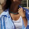 Youthway Blue Turquoise + Natural Stone Bead Necklace with Stainless Steel Chain Tail Suitable for Vacation Wear Women Necklace