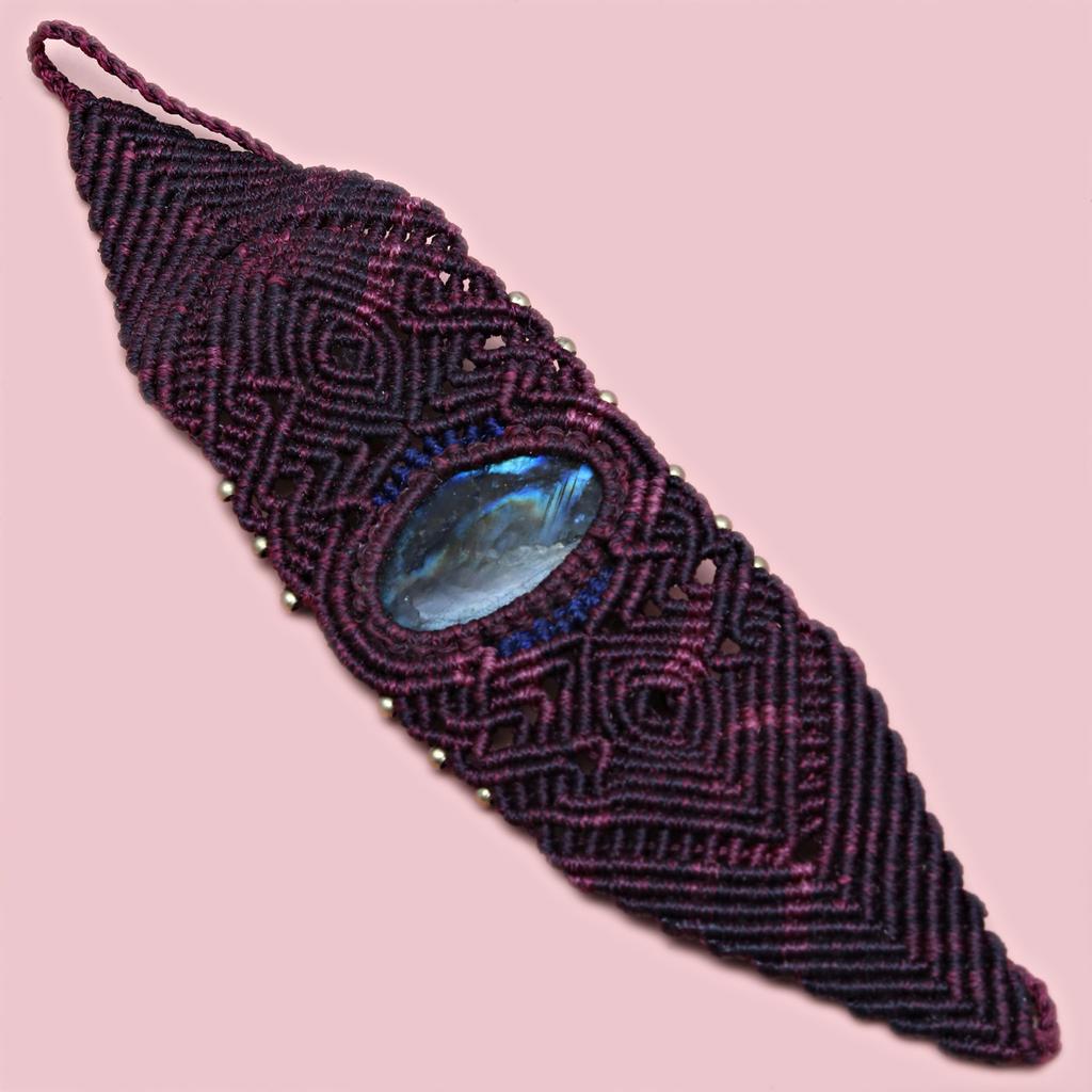 Macrame Labradorite Necklace Pendant Natural Handmade Bohemian Crystal Stone