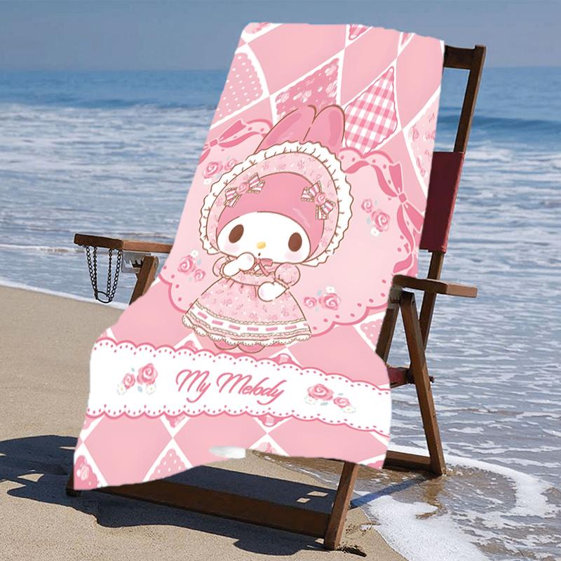 Proof Beach Towel with a Sanrio My Melody2 Pattern - Soft,absorbent,quick-drying,machine Washable - Perfect for Swimming,camping,bathing