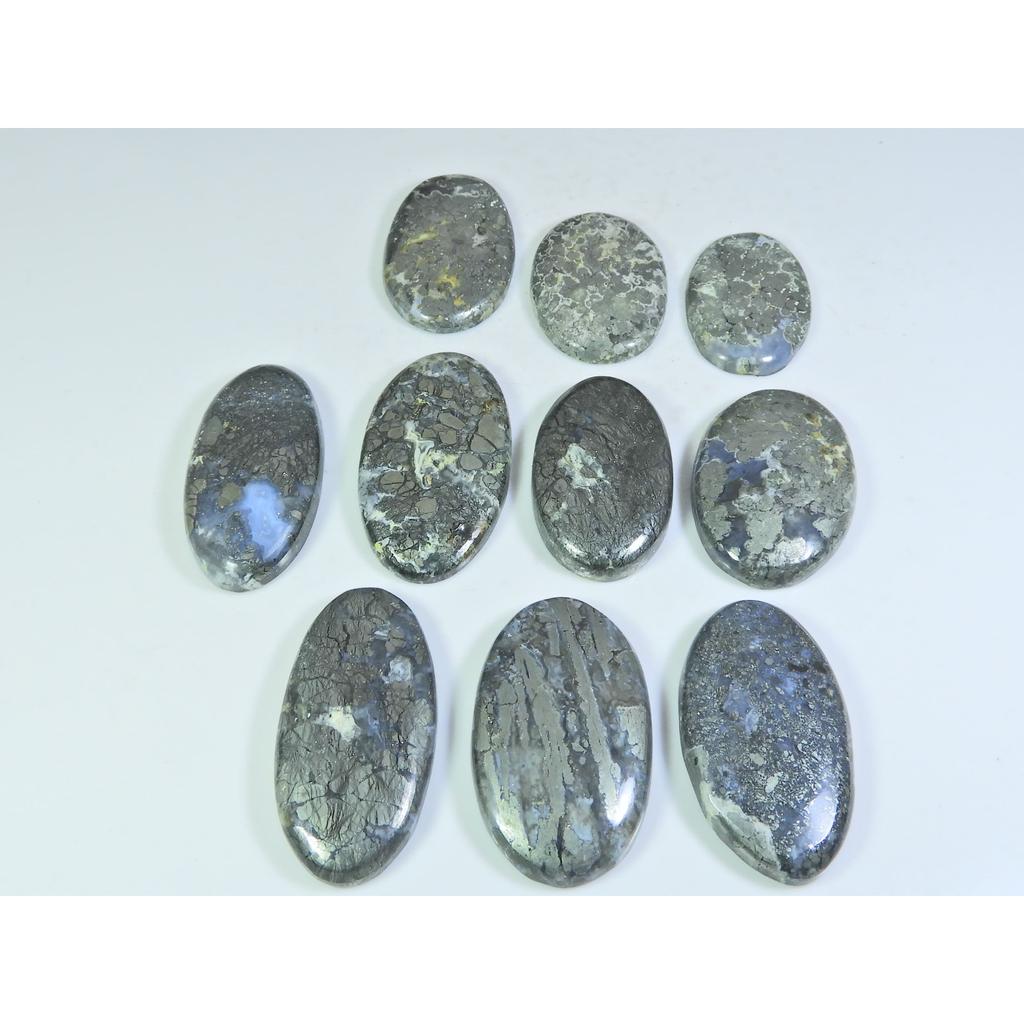 480Cts. Natural Marcasite Oval Shape Cabochon Loose Gemstone 10Pcs Lot C-322