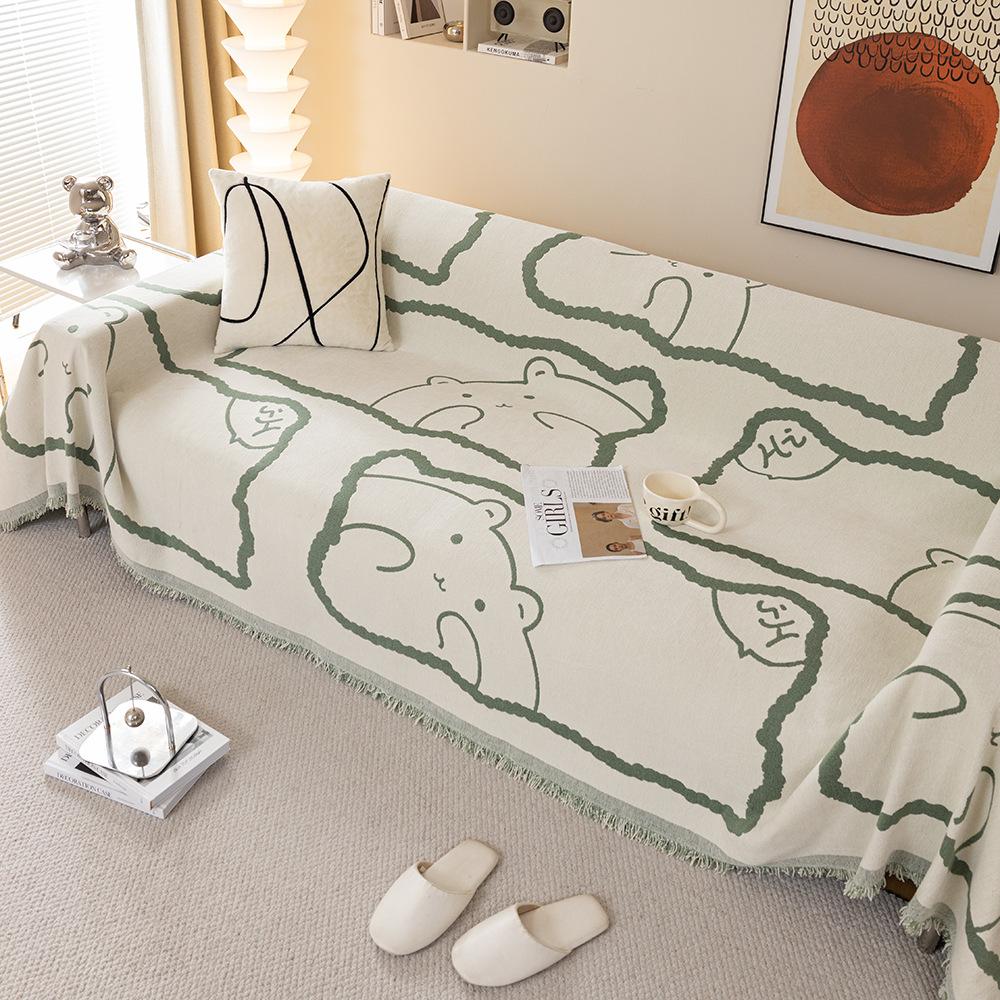 Chenille Cartoon Sofa Towel Cover, All-season Universal Anti Slip Sofa Cover, Anti Cat Scratch Cloth Cushion, New Model