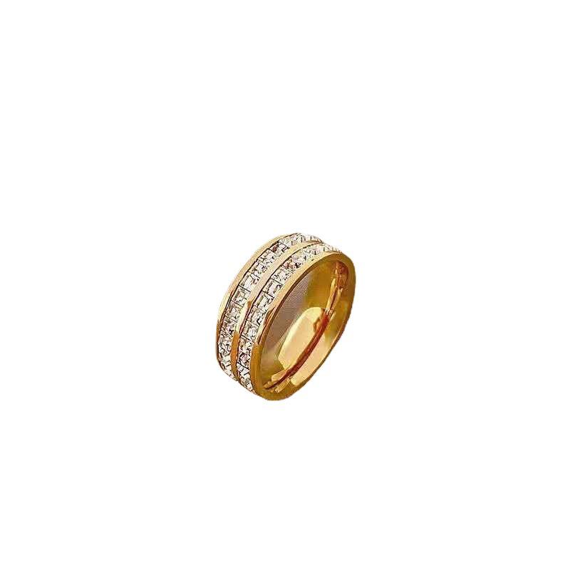 Unisex Hong Kong Style Simple Square Diamond Ring - Fashionable Index or Middle Finger Accessory for Students
