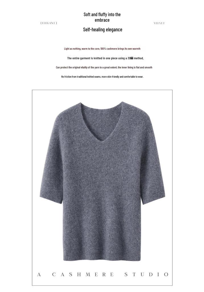 Women's Slim-Fit V-Neck Cashmere Sweater - Flattering Knit Base Layer for Autumn/Winter