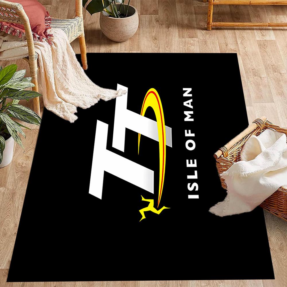 Isle Of Man Tt Course Map Themed Anti-Slip Rugs - Polyester Home Decor, Suitable for Bedrooms, Living Rooms, Doorways, Studios, and Decorations