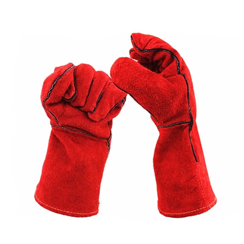 Cowhide Welding Gloves Double Layer Heat Resistant Anti Scald Wear Resistant Labor Protection Work Safety Gloves