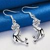 1 Pair of 925 Sterling Silver Cute Dolphin Zircon Pendant Earrings for Women's Wedding Accessories, Fashionable Jewelry Gifts