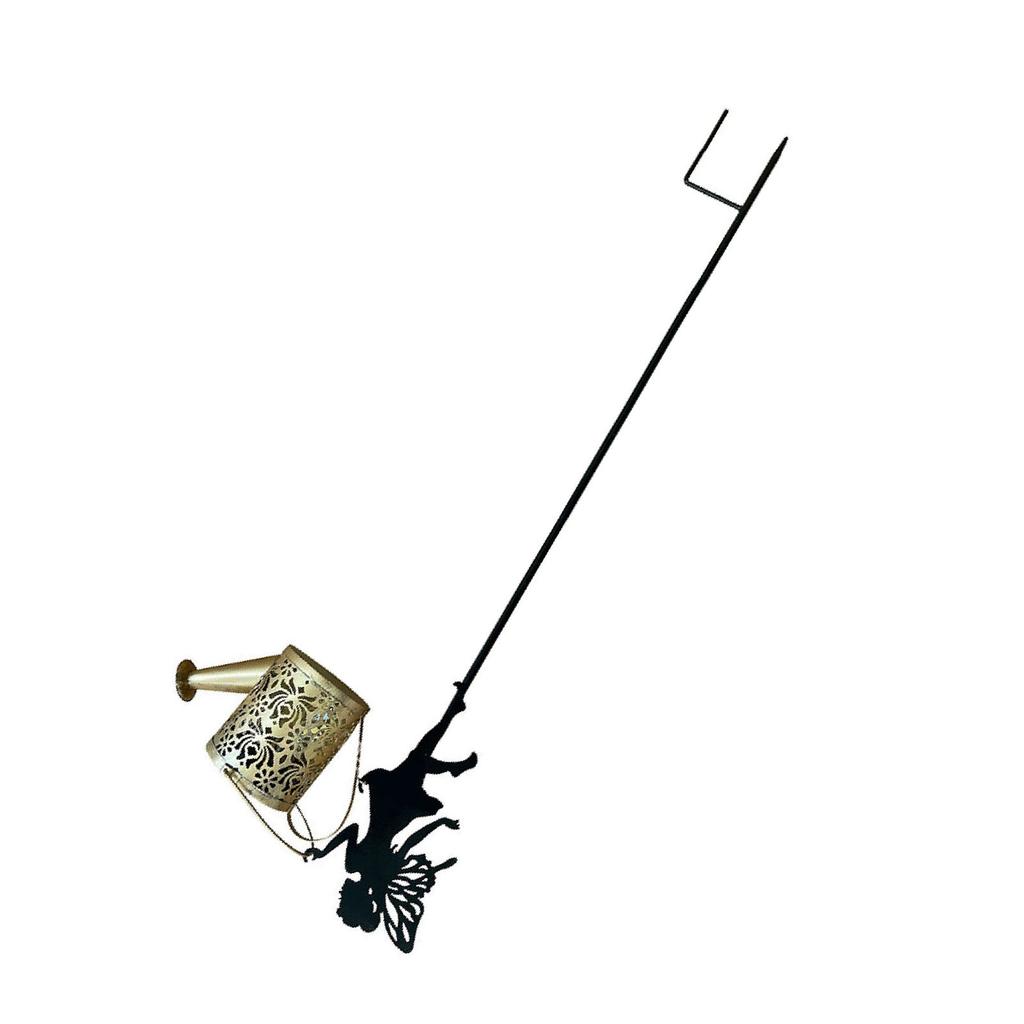 Solar Watering Can Light Fairy Garden Decor IP65 Water Proof Metal Hanging Lantern for Outside Patio Yard B