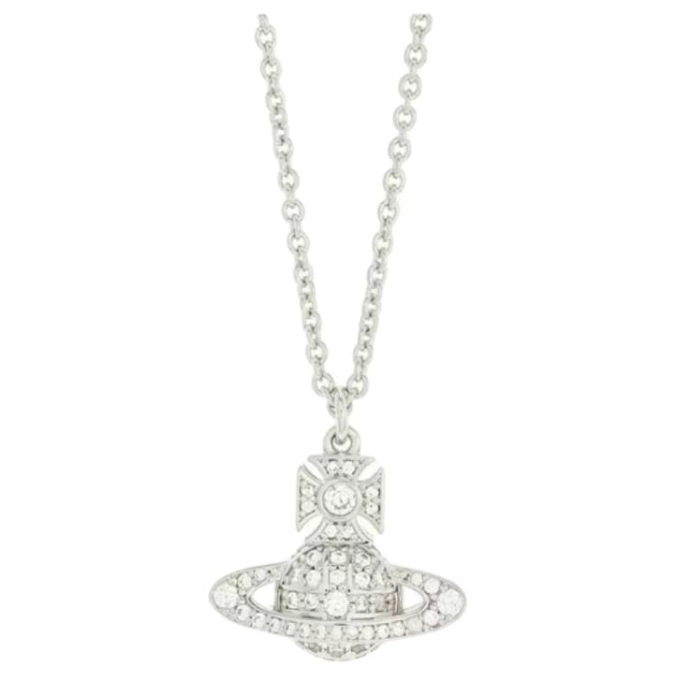 Vivienne Westwood Carmela Saturn Pendant Brass Necklace Unisex necklace Silver 630203BH02P102P102 Basic Packaging+Dust Bag+Box
