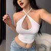 Sexy Sexy Fashion Style Stylish New Cross Beauty Back Halterneck Knotted Short Bare Midriff Slim Fit Sling Tops