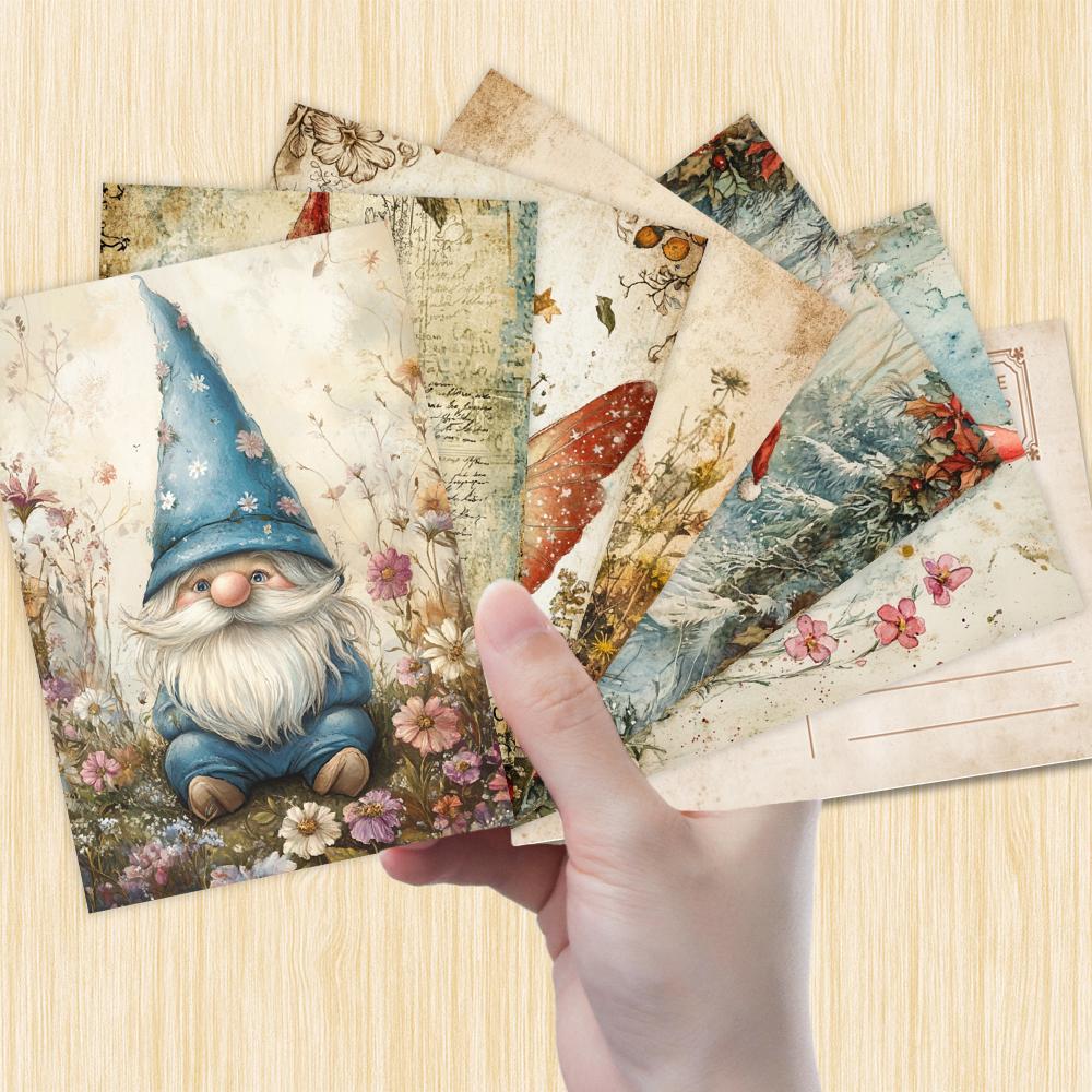 32pcs, Christmas gnome postcard, cute and retro, birthday/anniversary gift, collectible, suitable for gift-giving, can be mailed