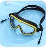 Large Frame Plated Waterproof Anti-Fog Swimming Goggles with One-Piece Earplugs for Men and Women