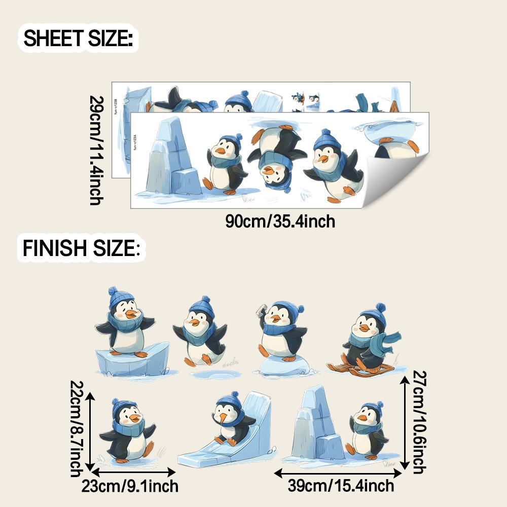 

Мультяшный пингвин на коньках Рождественская атмосфера Наклейки для украшения и оформления стен дома