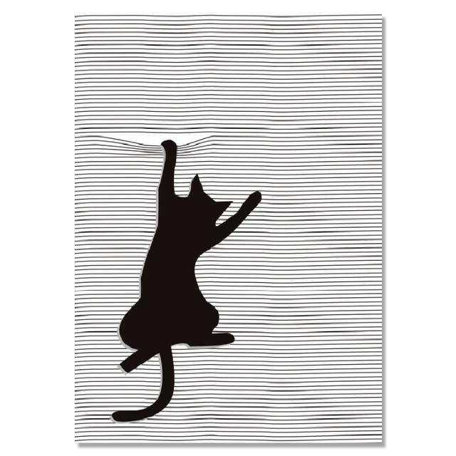 Moderne abstrakte schwarz-weiße Streifen Katzen Leinwand Poster drucken Nordic einzigartige Dekor Tier Wand Kunst Bilder für Zimmer Home Living