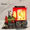 Snowy Christmas Night Ornament Train Snow with Light, Battery Powered Winter Desktop Decor Decoration, Swirling Glitter Decor, Lighted Tabletop
