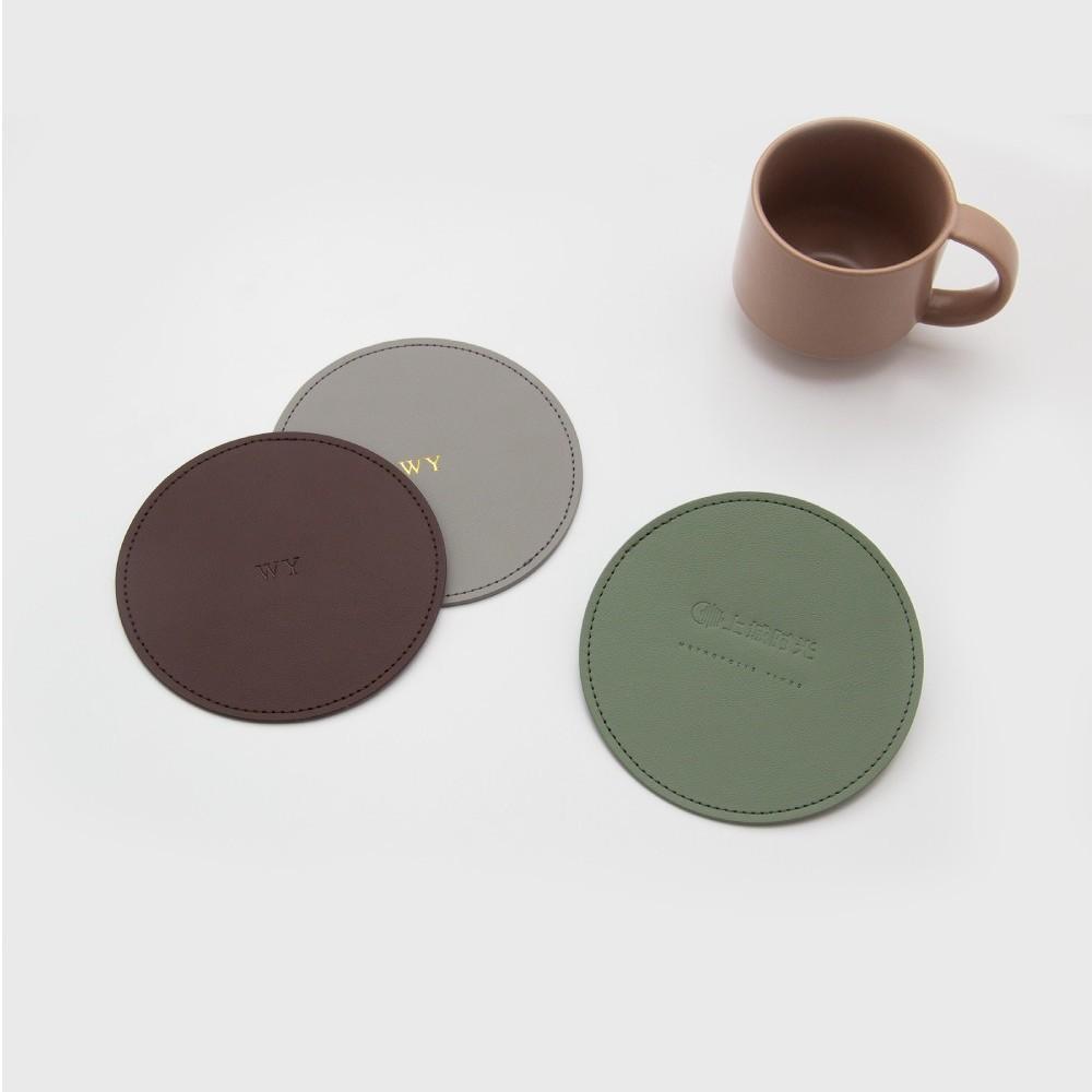 Leather Round Single-sided Waterproof Coasters, Heat-insulating Tea MATS and Anti-slip Bowl MATS