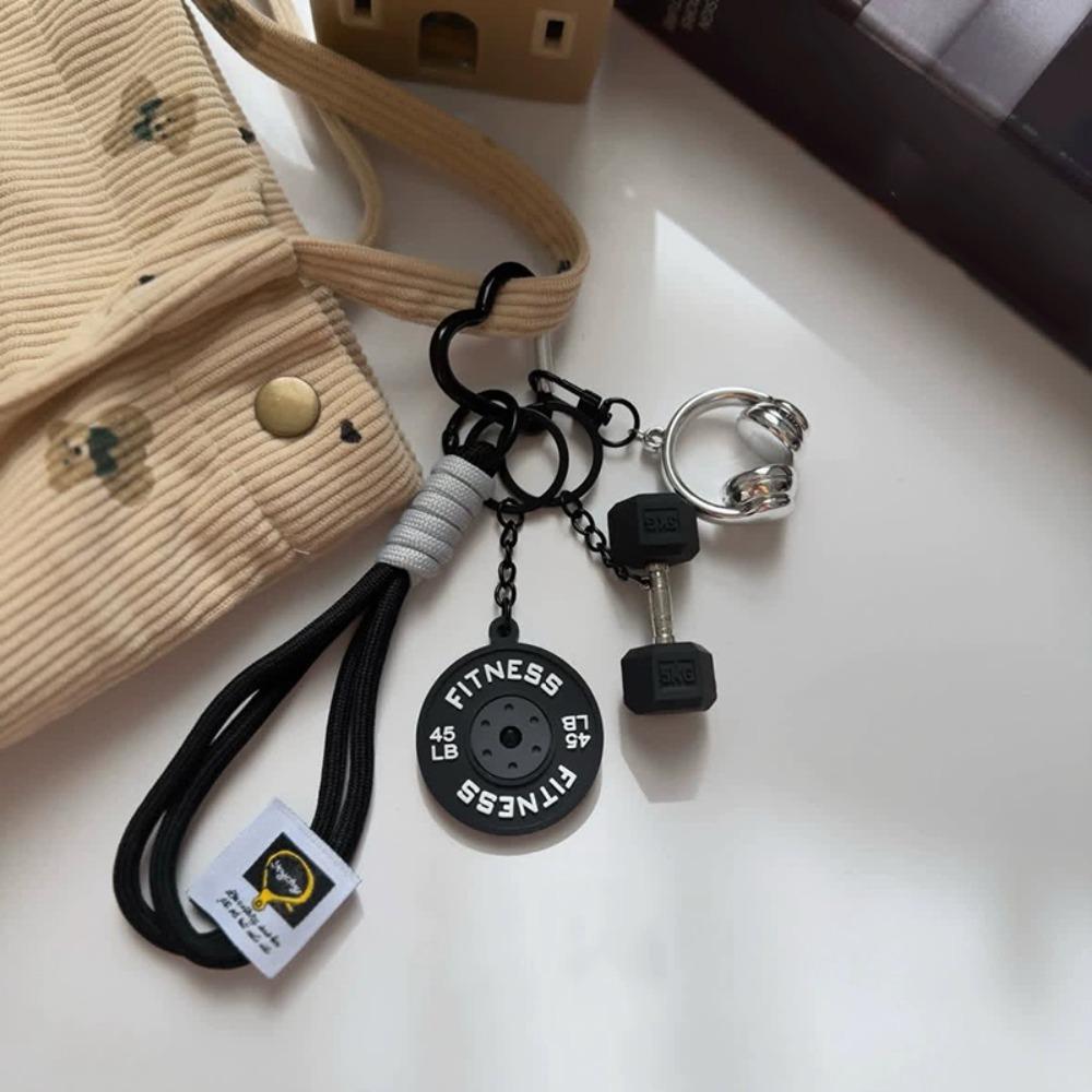 with Buckle Dopamine Plates Keychain Simulation Style Bag Charm Creative Fitness Series Pendant чёрный