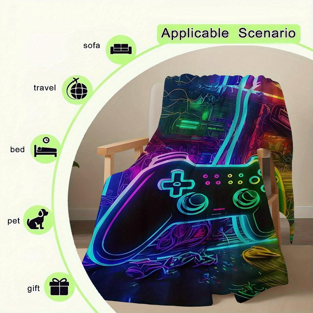 Cool Gamepad Pattern High Definition Digital Printing Blanket Person Gift Blanket Office Blanket