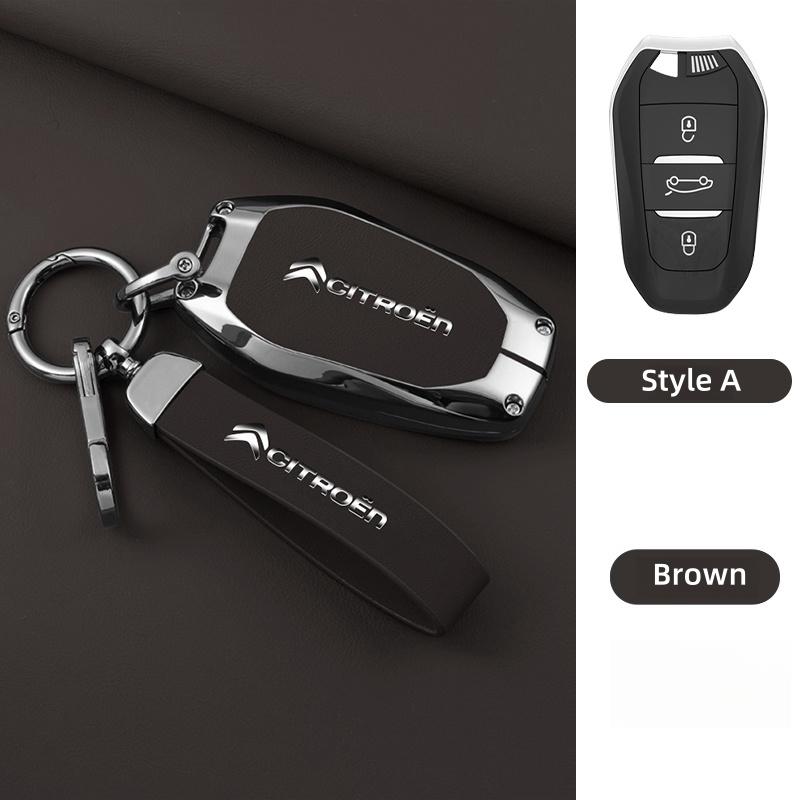YKFEA1 Zinc Alloy Leather Car Key Case Cover For Citroen C1 C2 C3 C4 C5 C6 C4L Berlingo Picasso Jumpy Nemo Aircross Sega C5 X VTS C3 XR