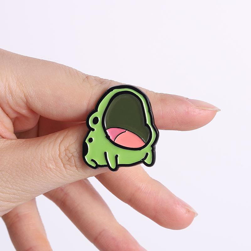 Xiaomi Cartoon Yawning Frog Enamel Pin Funny Humor Frog Meme Wide Open Mouth Metal Brooch Backpack Lapel Badge Jewelry Gift for Friends