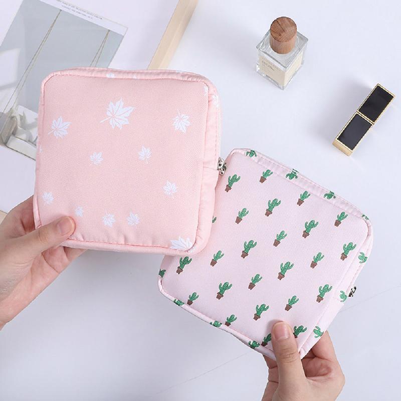 Simple Pattern Sanitary Pad Pouch Lovely Organizer Purse Napkin Storage Bags