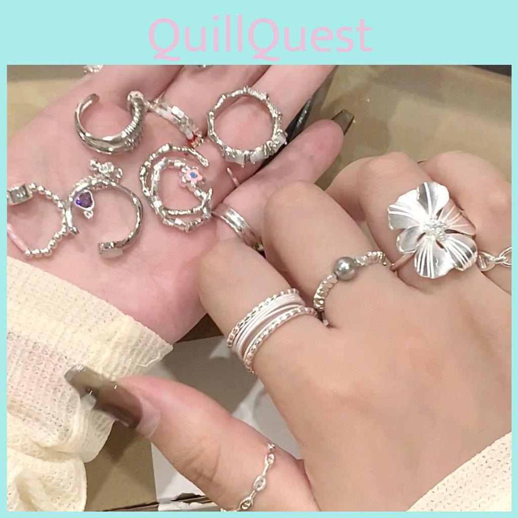 Elegant Adjustable Pearl And Silver Geometric Ring For Women Unique Design Accessory