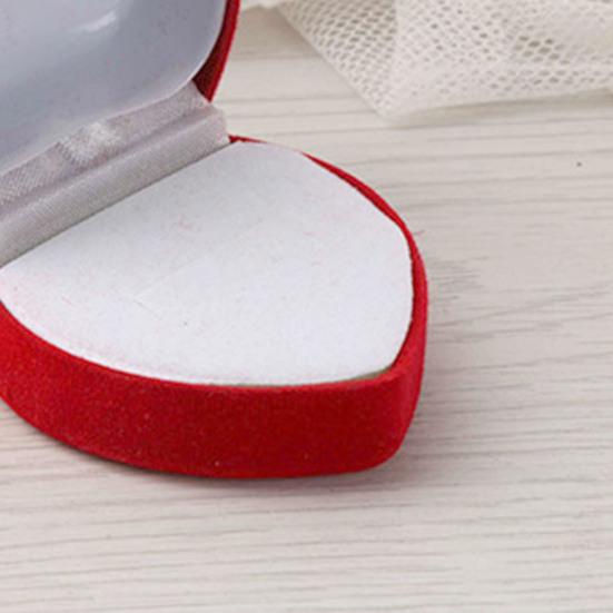 Ring Storage Box Exquisite Flocking Heart Shape Gift Jewelry Organizer for Engagement