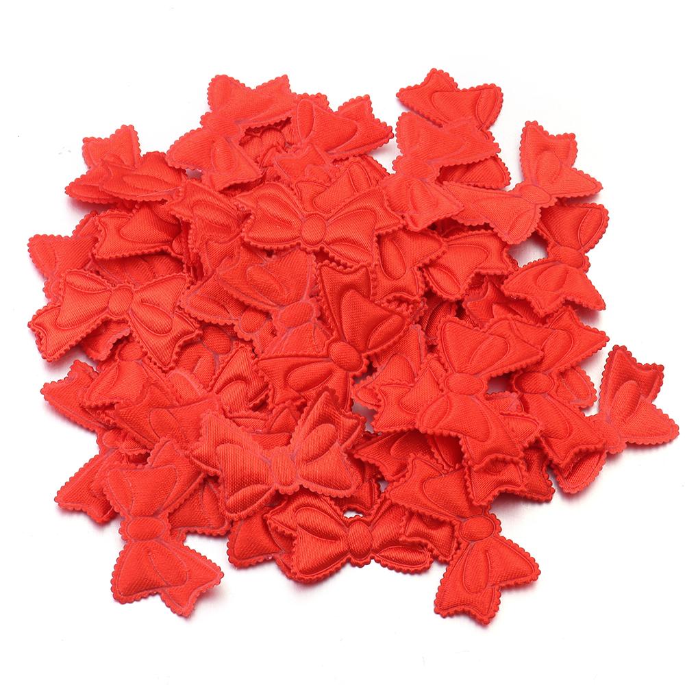 50pcs/lot 19x31mm Fabric Sponge Bow Patches Colorful Bows Flower Appliques For Sewing Clothing DIY Wedding Party Decoration