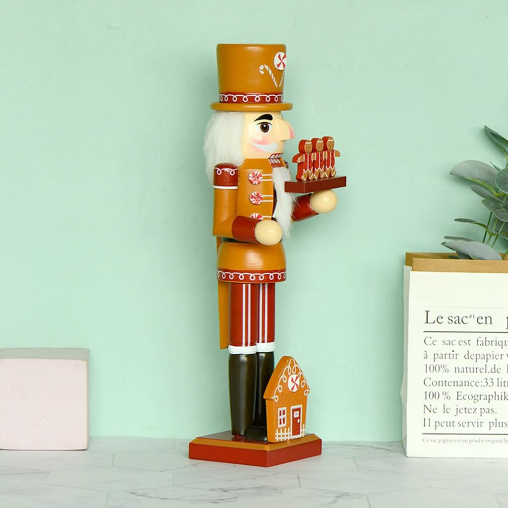 J1UL1N Christmas Wooden Nutcracker 13.8 Inch Gingerbread Style Christmas Nutcracker Decor Festive Christmas Party Decor