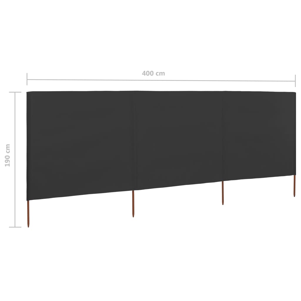 3 Piece Windscreen Mesh 400 X 160 Cm Anthracite