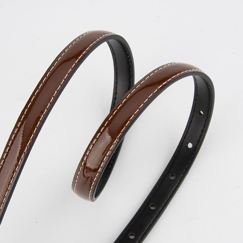 Genuine Leather Women's Thin Belt Decorative Dress with Belt High-end Cowhide Leather Lacquered Belt for Women