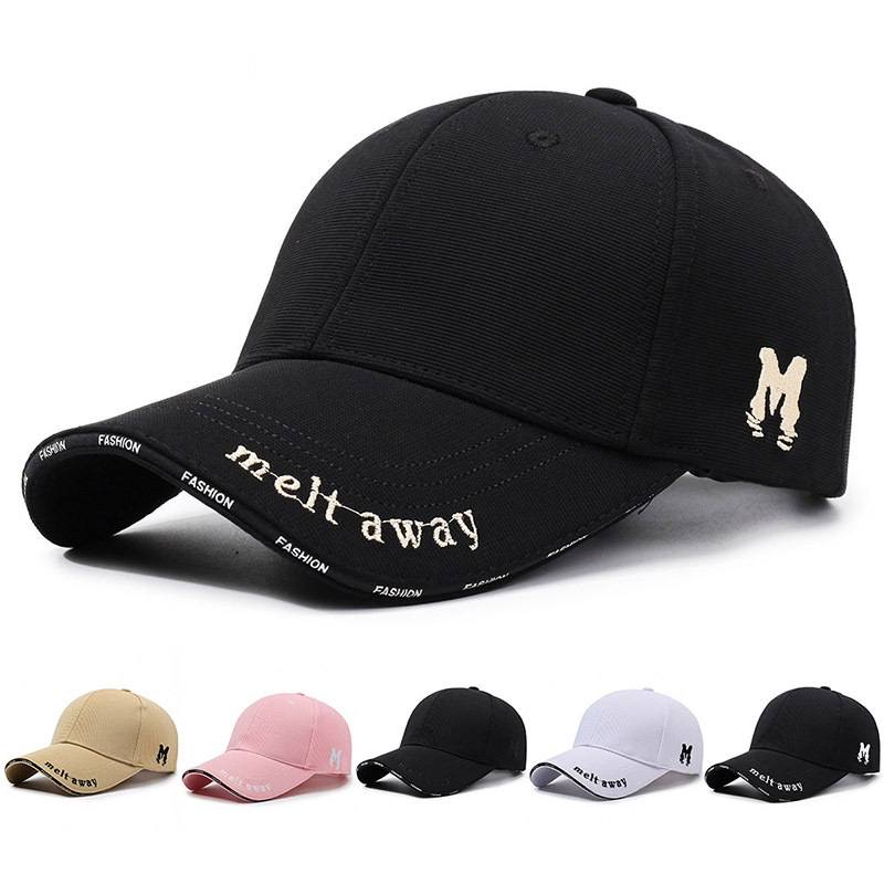 Embroidery M Letter Baseball Hat Outdoor Adjustable Sun Breathable Protection