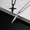 Collier épée et croix pour homme, Collier pendentif épée courte en acier inoxydable, Bijou cadeau Rock Punk