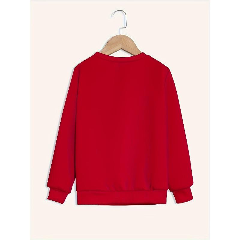 Kids Long Sleeve Crewneck Sweatshirt, Fashion Christmas Letter Print, Autumn Winter Kids Outfit
