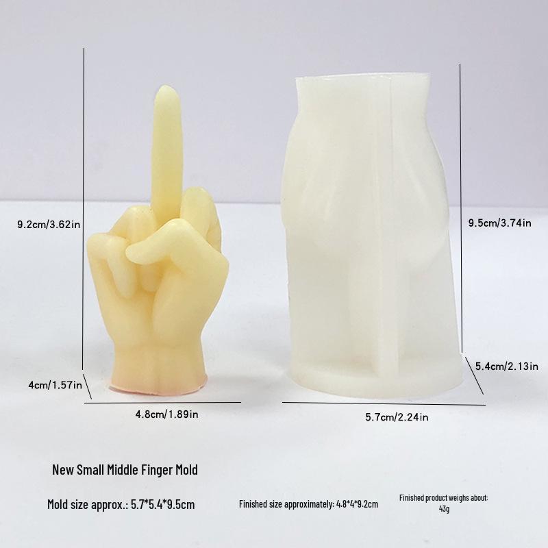 Middle Finger Silicone Mold for DIY Scented Candle, Plaster, & Resin Ornaments