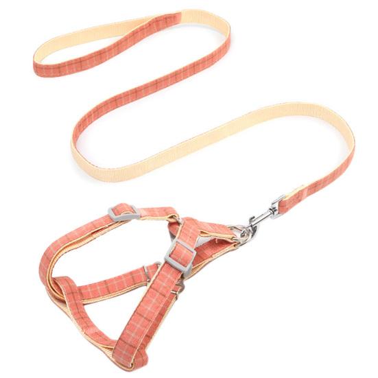 

Walking Dog Leash Striped Lattice Traction Rope Anti-bite Chest Strap Pet Supply S розовый