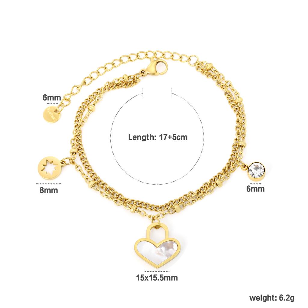 Jewelry imitation pearl bracelet creative heart-shaped splicing with diamond bracelet chain stainless steel bracelet