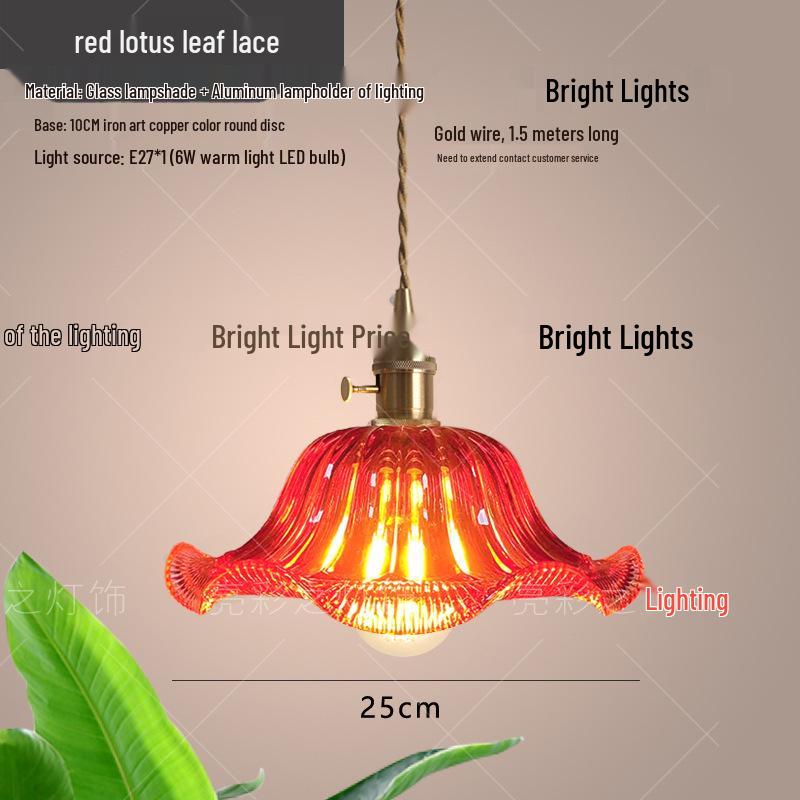 Nordic Minimalist Glass Lotus Leaf Pendant Light for Entryway, Balcony, or Bedside.