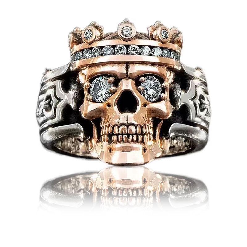 Anello con Zirconi a Motivo Totem - Gioielli Punk Retro Europei e Americani da Uomo