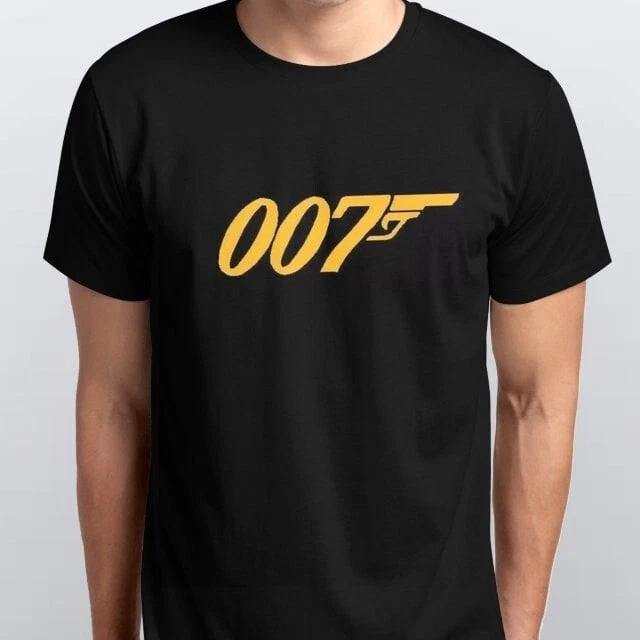 

James Bond 007 Printed 100% Cotton T-shirt Mens Tees Top in All Sizes Black XL