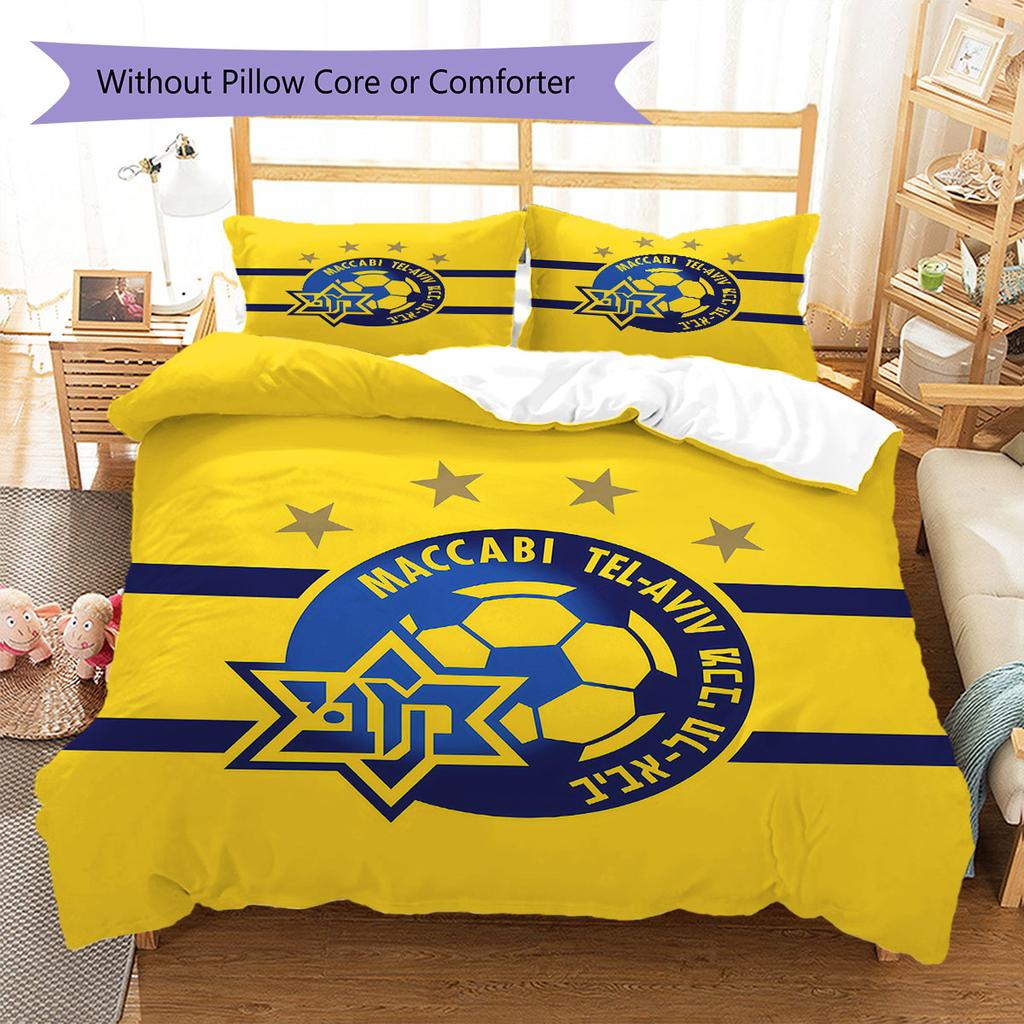 Maccabi Tel Aviv F.C Pattern Bedding,Quilt Set Quilt Cover Pillowcase Home Birthday Gift(1 * duvet cover + 2 * pillowcase, without core)