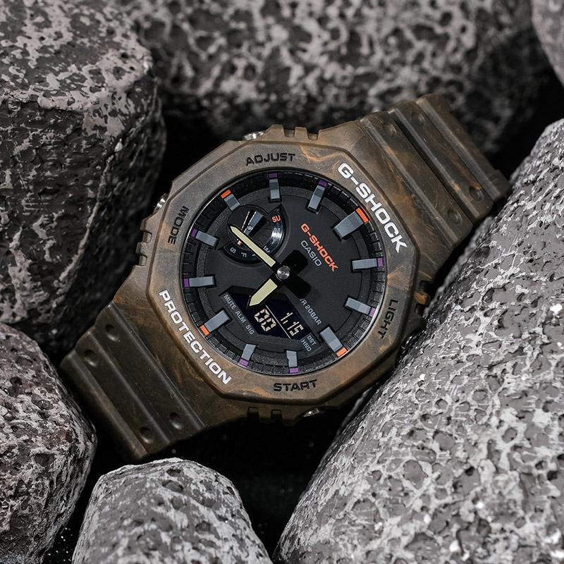 Casio Erkek Sıvı Kristal/Analog Çift Ekran Serisi Kahve Saati GA-2100FR-5APR GA-2100FR-5APR