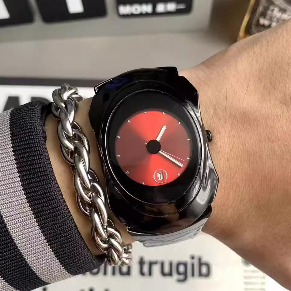 Men's Minimalist Futuristic Watch Irregular Oval Dial Date Quartz Wristwatch Unique Design Casual Business Waterproof Men Watch