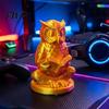 Owl Figurine Meditation 3D Printed Cute Reading Statue Novelty Relaxing Desktop Toy Zen Yoga Animal Sculpture for Office Shelf Decor Stress Relief