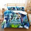 Genshin Impact Bedding Set For Kids Teens Boys Girls Game Duvet Cover With Pillowcase Microfiber Bedclothes Cartoon Bed Linen