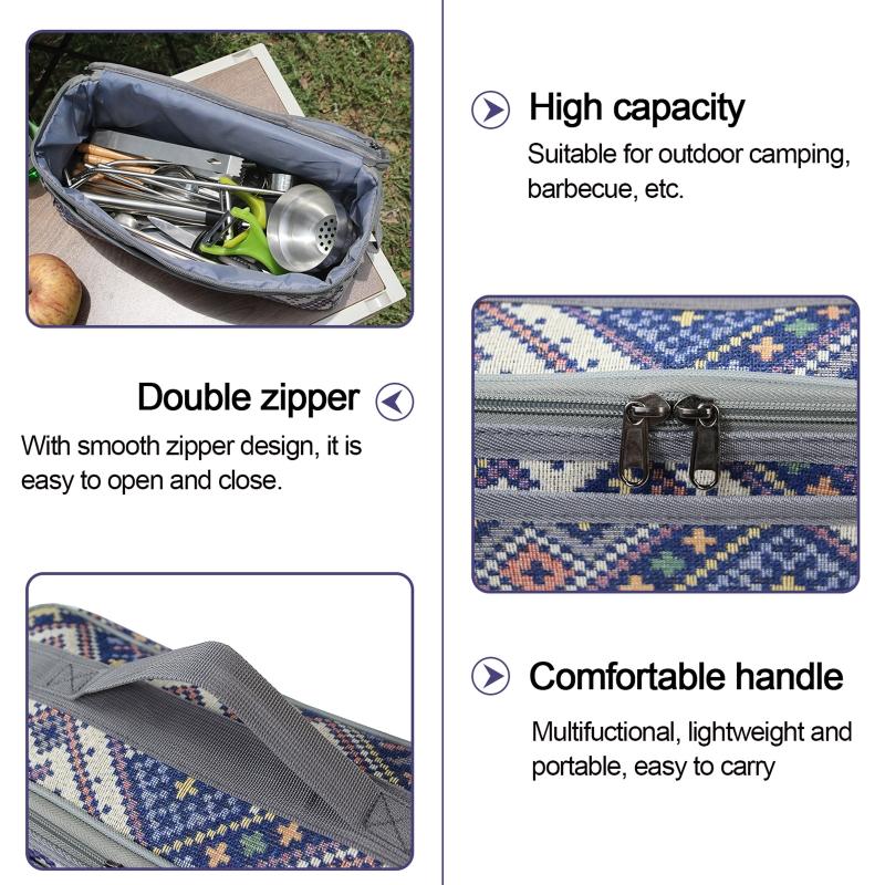 Cooking Utensil Organizer Bag Pouch Camping Travel Storage Bag for Picnic Hiking